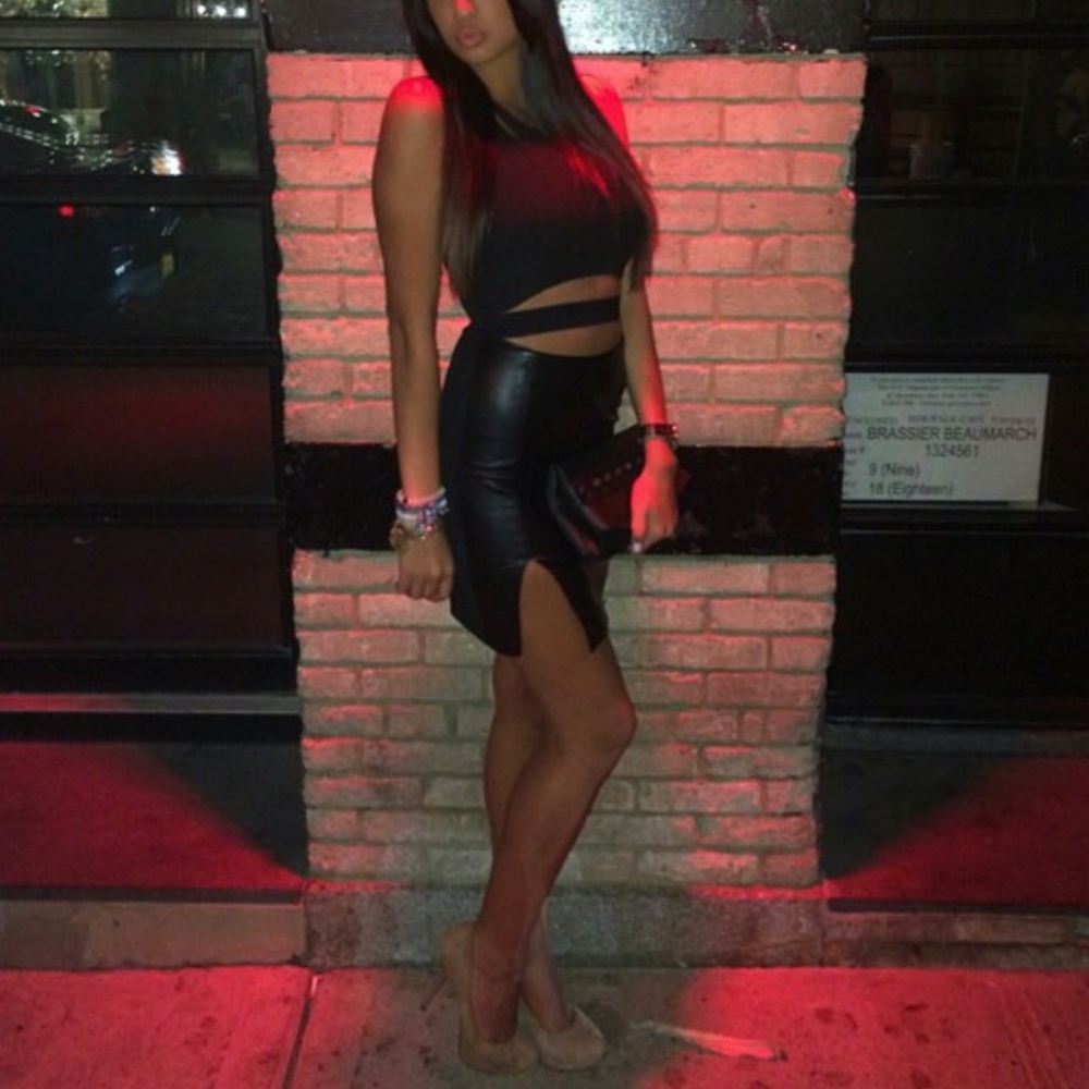 Black Dress with leather bottom